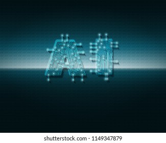 Vector AI symbols, artificial neural networks and other modern technology concepts.