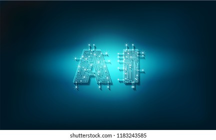 Vector AI symbols, artificial neural networks and other modern technology concepts