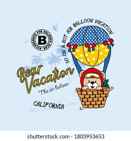 vector of air balloon bear, vacation of the bear, animal, cute bear, unique bear for t shirt