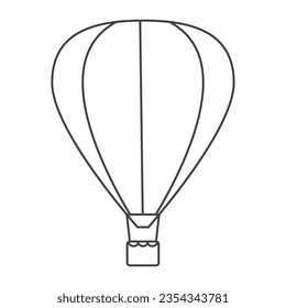 Icono de línea de globo de aire vectorial. icono de la línea aeroestatal, transporte en globo aerostático con cabina y canasta, transporte aéreo antiguo, icono de vuelo de avión. globo de aire caliente e icono de ilustración de globo vectorial