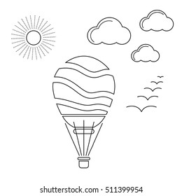 Vector Air Balloon Linear Icon Isolated on White Background