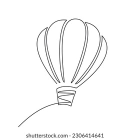 Vector air balloon one line continuous drawing illustration. Hand drawn linear silhouette icon. Minimal design element for print, banner, card, wall art poster, brochure, logo.