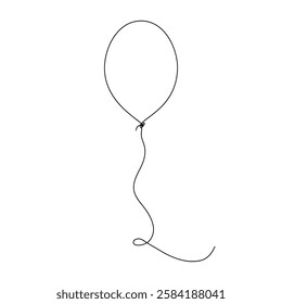 Vector air balloon one line continuous drawing. hand drawn line. one sketch outline drawing. balloon single line