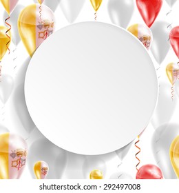 Vector air balloons festive pattern with Vatican flag. Celebration and gifts. Paper circle on a white background. Independence Day