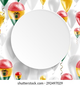 Vector air balloons festive pattern with Flag of Bolivia. Celebration and gifts. Paper circle on a white background. Independence Day