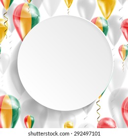Vector air balloons festive pattern with Flag of Guinea. Celebration and gifts. Paper circle on a white background. Independence Day