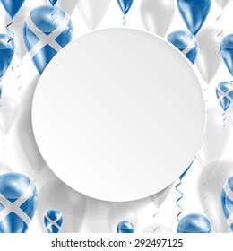Vector air balloons festive pattern with Flag of Scotland. Celebration and gifts. Paper circle on a white background. Independence Day. Balloons on the feast of the national day
