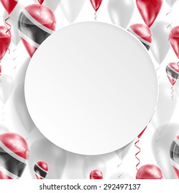 Vector air balloons festive pattern with Flag of Trinidad and Tobago. Celebration. Paper circle on a white background. Independence Day