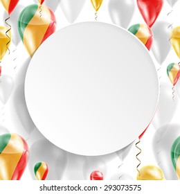 Vector air balloons festive pattern with Flag of the Republic of Congo. Celebration. Paper circle on white background. Independence Day.