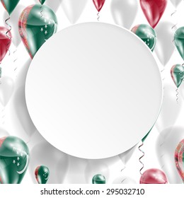 Vector air balloons festive pattern with Flag of Turkmenistan. Celebration and gifts. Paper circle on white background. Independence Day.