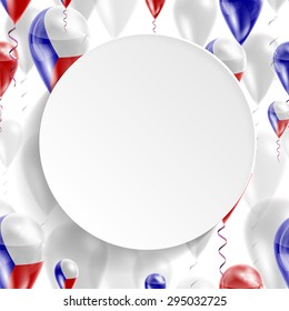 Vector air balloons festive pattern with Flag of the Czech Republic. Celebration and gifts. Paper circle on white background. Independence Day. 