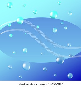 Vector air bubbles rising up from blue water