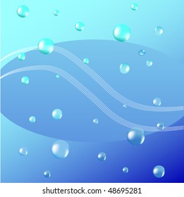 Vector air bubbles rising up from water with circle banner on background