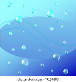Vector air bubbles rising up from water with circle banner on background