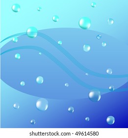 Vector air bubbles rising up from water with circle banner on background