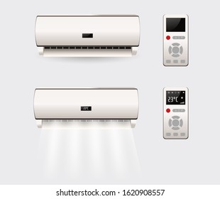 Vector air conditioner with fresh air isolated. Vector illustration