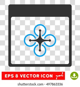 Vector Air Copter Calendar Page EPS vector icon. Illustration style is flat iconic bicolor blue and gray symbol on a transparent background.