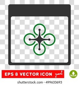 Vector Air Copter Calendar Page EPS vector icon. Illustration style is flat iconic bicolor green and gray symbol on a transparent background.