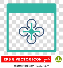 Vector Air Copter Calendar Page EPS vector pictograph. Illustration style is flat iconic bicolor cobalt and cyan symbol on a transparent background.