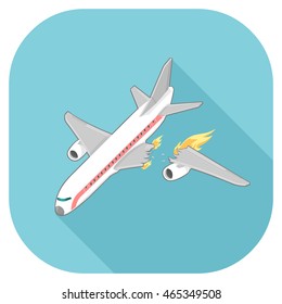 Vector Air Crash icon.
Isometric Airplane Disaster. 