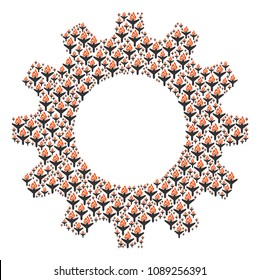 Vector air crash icons are organized into cog figure. Equipment design concept constructed of air crash elements.
