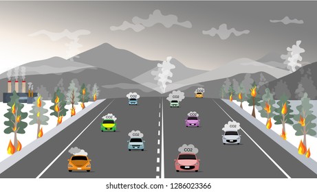 vector of air environment pollutions 