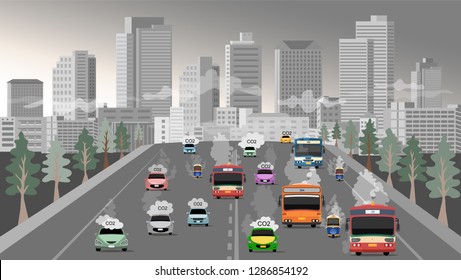 vector of air environtment pollutions at the city of bangkok in thailand