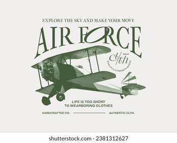 Vector air force emblem biplane label air force badges vector illustration