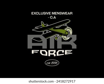 Vector air force emblem biplane label air force badges vector illustration