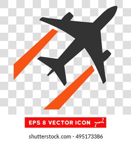 Vector Air Jet Trace EPS vector pictogram. Illustration style is flat iconic bicolor orange and gray symbol on a transparent background.