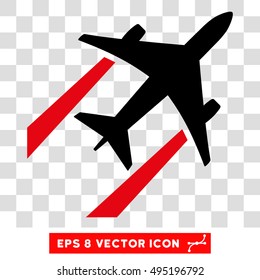 Vector Air Jet Trace EPS vector pictogram. Illustration style is flat iconic bicolor intensive red and black symbol on a transparent background.