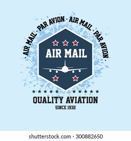 Vector air mail badge and label design / Vector airplane Badge for T-shirt, Poster, Banner, backdrops design
