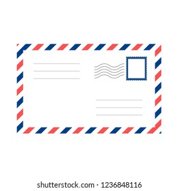 Vector air mail envelope. Blank postal envelope