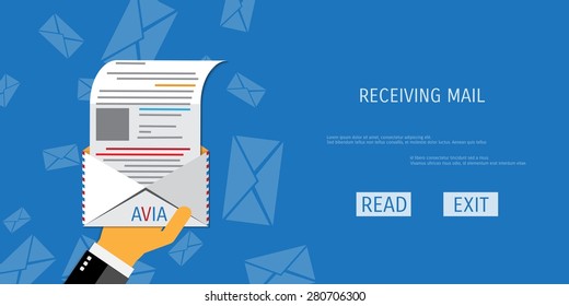 Vector air mail service web flat background. Global communication. Social network. Concepts for web banners and promotional materials.