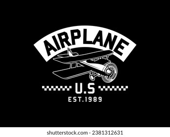 Vector air plane emblem biplane label air plane badges vector illustration