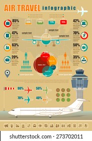 Vector Air Travel Infographic With Airport And Design Elements.