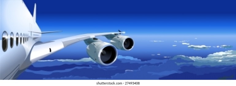 Vector airbus wing with turbines. More vector airplanes see in my portfolio.