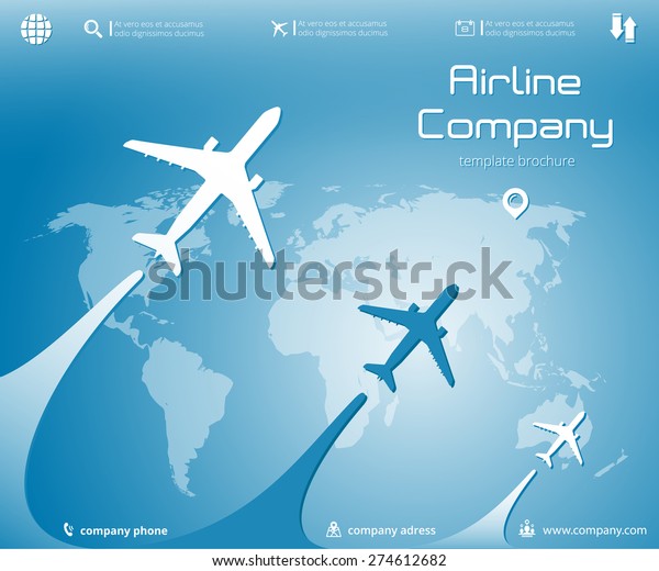 Vector Aircraft Brochure With Planes Whirlwinds Infographics Elements 