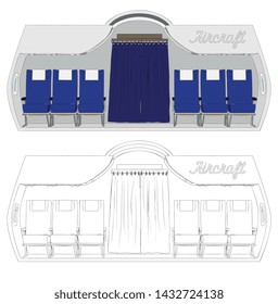 Vector Aircraft Inside With Chairs Row Illustration