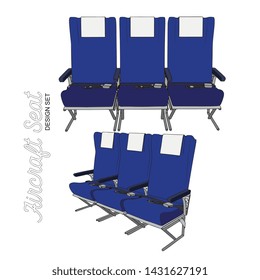 Vector Aircraft Seats Row Illustration Set