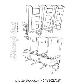 Vector Aircraft Seats Row Illustration Set