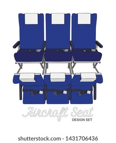 Vector Aircraft Seats Row Illustration Set