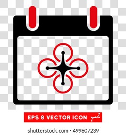 Vector Airdrone Calendar Day EPS vector pictograph. Illustration style is flat iconic bicolor intensive red and black symbol on a transparent background.