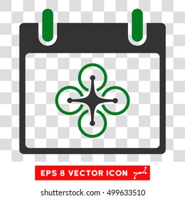 Vector Airdrone Calendar Day EPS vector pictograph. Illustration style is flat iconic bicolor green and gray symbol on a transparent background.