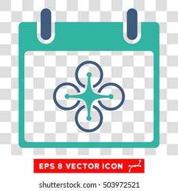 Vector Airdrone Calendar Day EPS vector pictograph. Illustration style is flat iconic bicolor cobalt and cyan symbol on a transparent background.