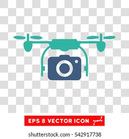 Vector Airdrone Camera EPS vector pictogram. Illustration style is flat iconic bicolor cobalt and cyan symbol on a transparent background.