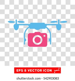 Vector Airdrone Camera EPS vector pictograph. Illustration style is flat iconic bicolor pink and blue symbol on a transparent background.