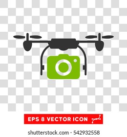 Vector Airdrone Camera EPS vector pictograph. Illustration style is flat iconic bicolor eco green and gray symbol on a transparent background.