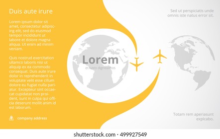 Vector Airline Company brochure with planes and airplane stream jets. Modern poster with airplanes and world map. Can be used for travel agencies, aviation companies. Airline banner.