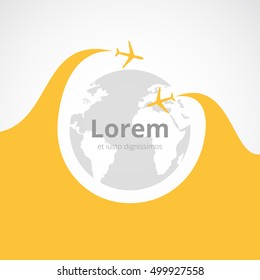 Vector Airline Company brochure with planes and airplane stream jets. Modern poster with airplanes and world map. Can be used for travel agencies, aviation companies. Airline banner.